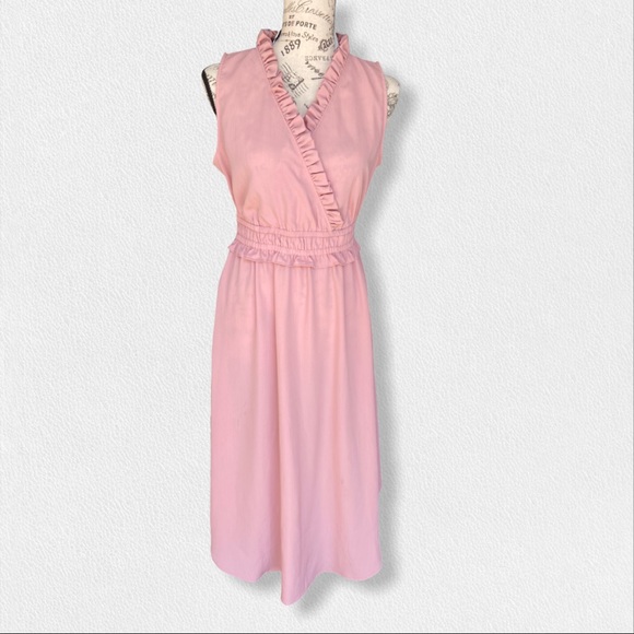 LOFT Outlet Ruffle V Neck Midi Dress - Picture 2 of 8